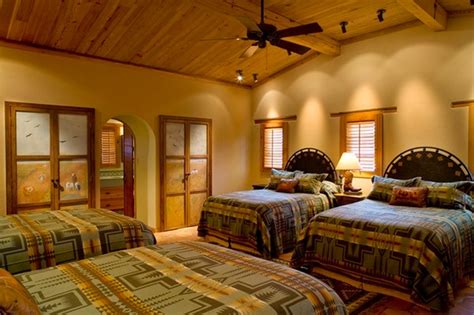 Rustic Hacienda Style Texas Ranch Southwestern Bedroom Houston