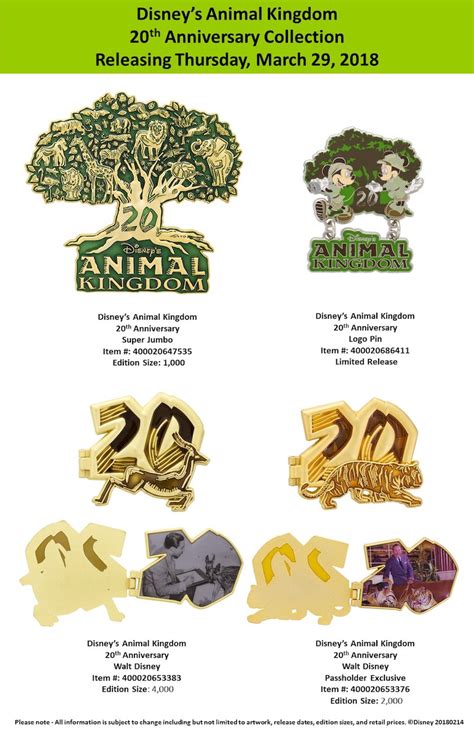 Disneys Animal Kingdom 20th Anniversary Pin Collection Disney Pins Blog