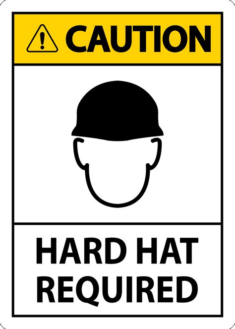 Caution Hard Hat Required Sign On White Background 19642855 Vector Art