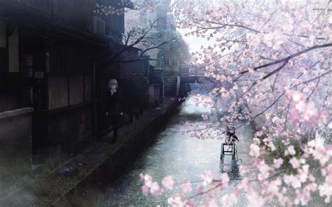 Download Free Anime Cherry Blossom Background Pixelstalknet