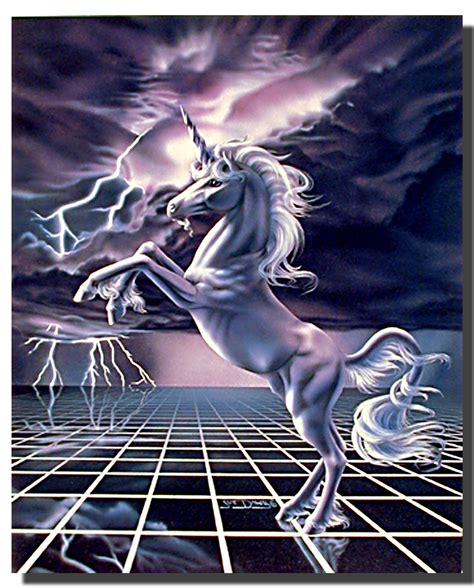 White Unicorn Poster- Lightning | Fantasy Posters
