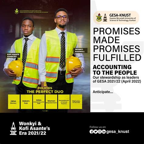 GESA KNUST On Twitter PROMISES MADE PROMISES FULFILLED The Perfect Duo Made It