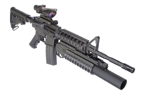 Assault Rifle With An M203 Grenade Launcher Stock Photo
