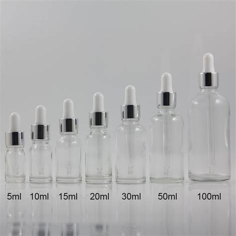 100pcs Wholesale 20 Ml Round Clear Glass Dropper Bottle With Silver