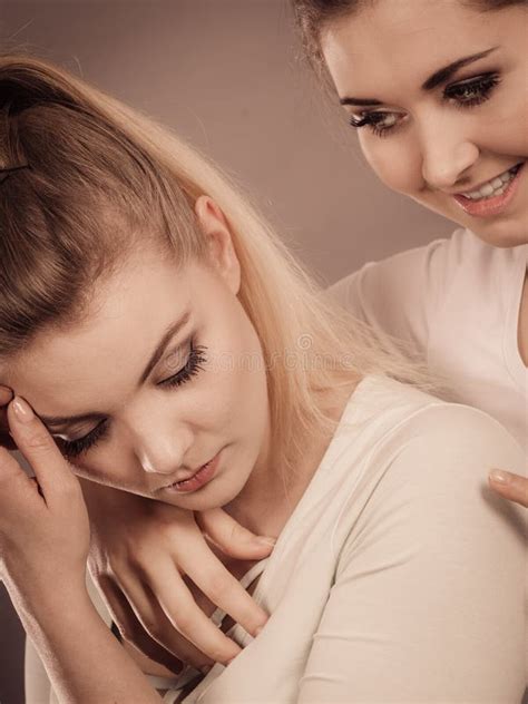 Woman Hugging Her Sad Female Friend Stock Photo Image Of Comforting