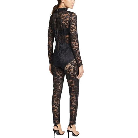 Full Length Long Sleeve Sheer Catsuit Wholesale Lace Latex Catsuit