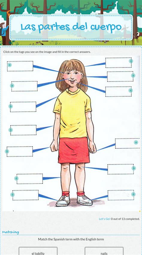 Body Parts Worksheet In Spanish