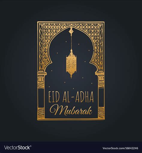 May allah bring you joy, happiness, peace and prosperity on this blessed occasion. Eid al-adha mubarak calligraphic text translated Vector Image