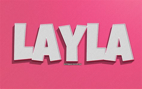 Layla Pink Lines Background With Names Layla Name Female Names