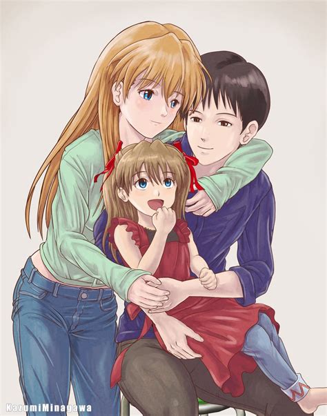 Souryuu Asuka Langley And Ikari Shinji Neon Genesis Evangelion Drawn
