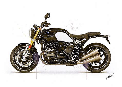 Watercolor Bmw Ninet Motorcycle Oryginal Artwork By Vart Painting By