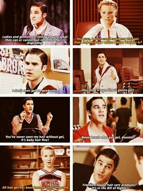 Blaine And His Hair Gel Glee Funny Glee Memes Glee Cast