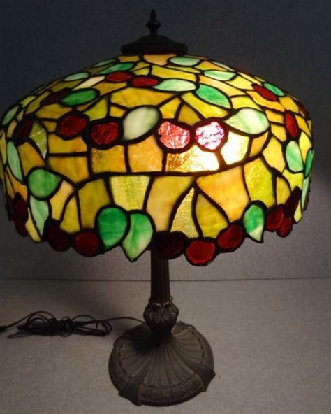 228 Chicago Mosaic Cherry Tree Stained Glass Lamp Lot 228