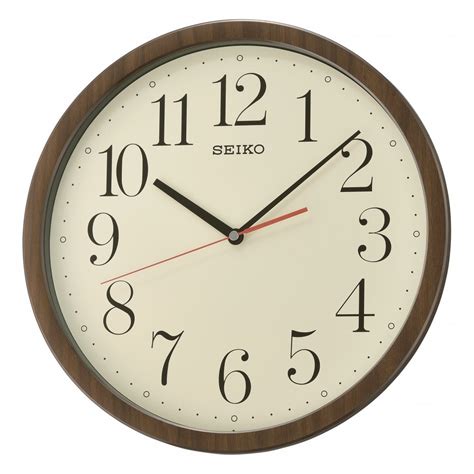 Seiko Wood Effect Round Quartz Wall Clock Clear Dial Qxa737b
