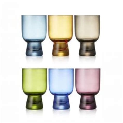 Trouva Set Of 6 Coloured Glass Tumblers
