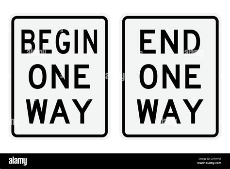 Begin One Way Signs End One Way Signs Vector And Illustrations Stock