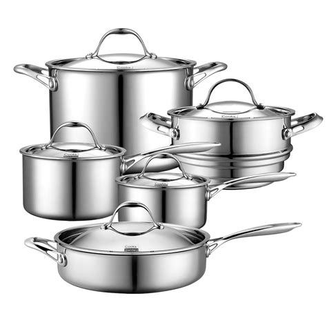 cookware clad kitchen sets steel cooks stainless standard piece iron