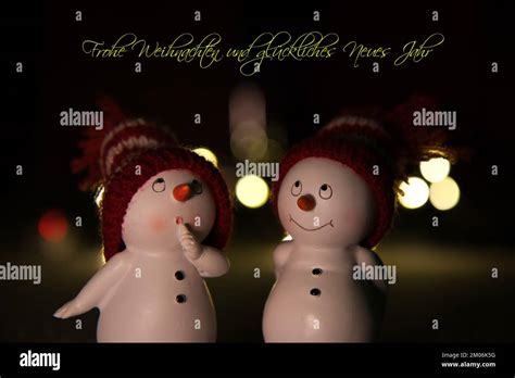 Snowman With Season Greetings Stock Photo Alamy