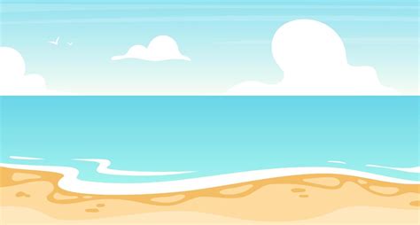 Ilustración de vector plano plano de playa océano de verano diseño de fondo de paisaje marino