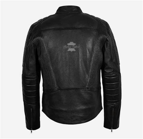 Colby Black Biker Leather Jacket For Mens Soft Lamb Napa Leather