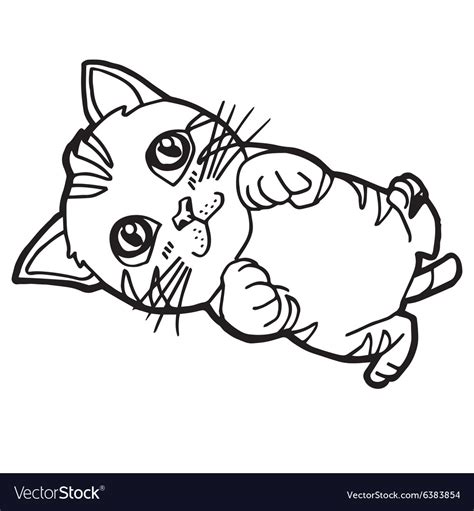 Download Cartoon Cat Coloring Page for kid Royalty Free Vector Image
