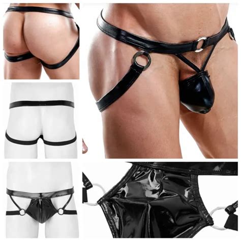 MEN SEXY LINGERIE Leather Underwear G String Male T Back Thongs