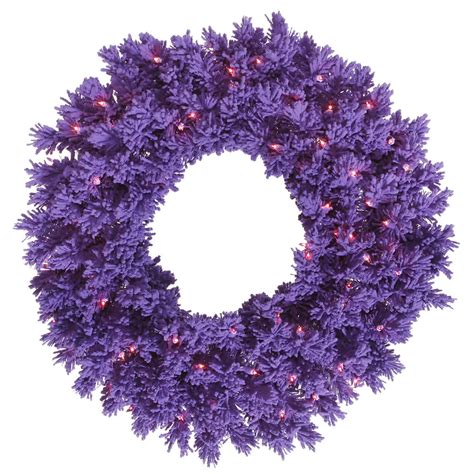 Vickerman 24 Flocked Purple Fir Artificial Christmas Wreath With 50