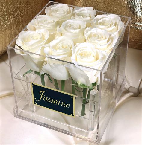 White Roses Clear Roses Flower Box Houston