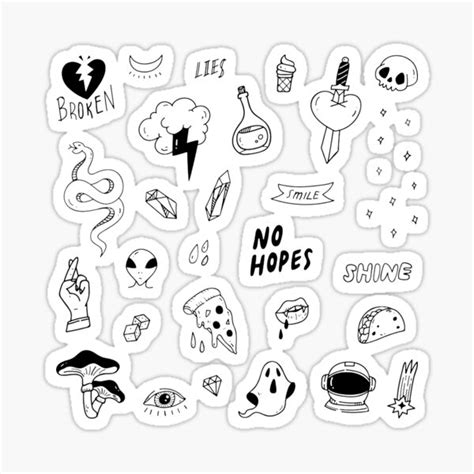 Doodle 1 Black And White Sticker For Sale By Volkaneeka Redbubble