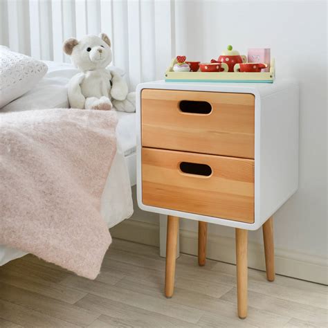 Childrens Solid Wood Bedside Table With White Finish By Snug