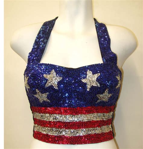 Sequin Bustier Usa Flag Stars And Stripes
