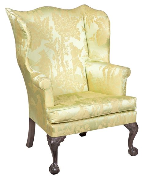 Chippendale Wing Chair On Carved Legs With Claw And Ball Feet At 1stdibs