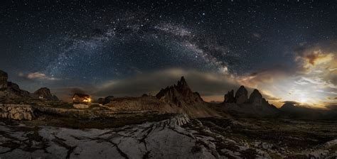 Panoramas Landscape Nature Cabin Milky Way Italy Photography