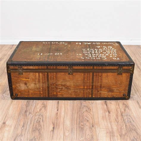 Long Distressed Trunk W Brass Accents Online Auctions