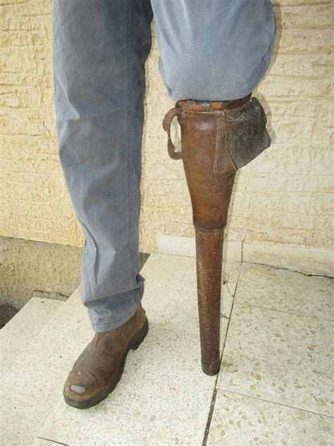 Antique 19th Century Civil War Leather And Wood Prosthetic Amputee Pirate