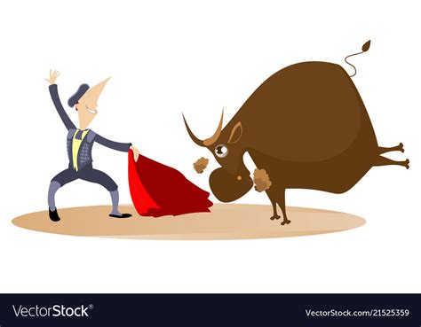 Cartoon Bullfighter And The Bull Royalty Free Vector Image