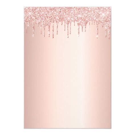 Rose Gold Metallic Glitter Drip Pink Bridal Shower Invitation Zazzle