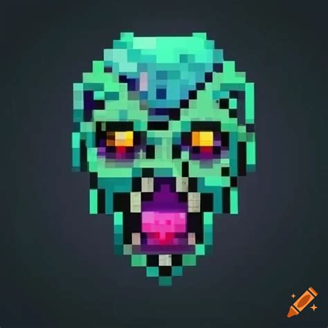 pixelated logo design for monster bust and head