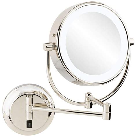 Neo Polished Nickel Led Lighted Round Makeup Wall Mirror 88x02