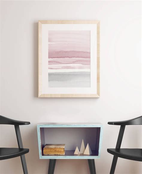 Blush Pink And Grey Abstract Art Watercolor Printable Art Etsy Uk