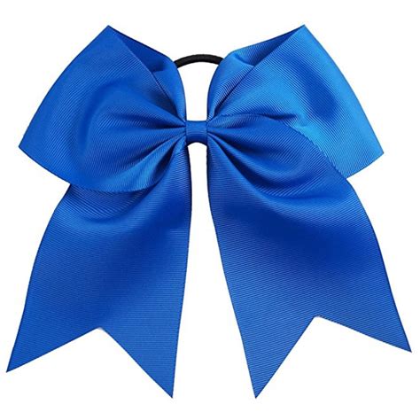 1 Blue Cheer Bow For Girls 7 Large Hair Bows With Ponytail Holder Rib