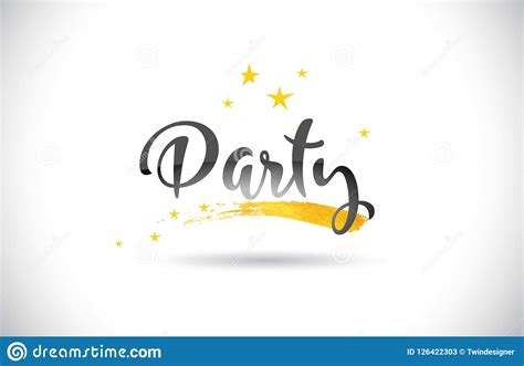 Party Word Vector Text With Golden Stars Trail And