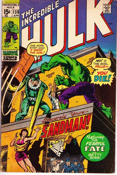 The Incredible Hulk 138 1st Series 1962 1999 April 1971 Marvel Comics Grade Vg F Marvel