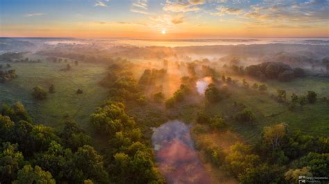 Dawn In Poltava Oblast Ukraine Air Photography Nature View Landscape
