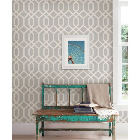 Brewster Wallcovering Brewster Essentials 56 Sq Ft Grey Non Woven Geometric Wallpaper In The