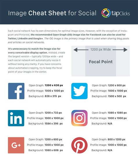 Social Media Image Size Cheat Sheet PDF Download