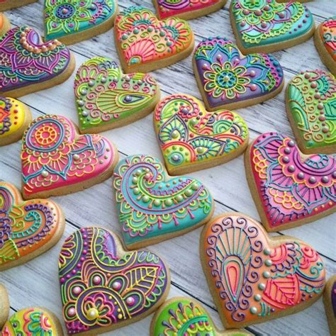 Hippie Cookies Henna Paisley Pastries Wedding Rainbow Psychedelic