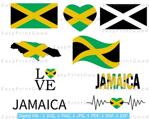 Jamaica Flag Svg Jamaica State Svg Love Jamaica Reggae Etsy Uk