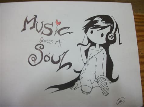 Music Saves My Soul Drawing By Sasukeuchiha4693 On Deviantart