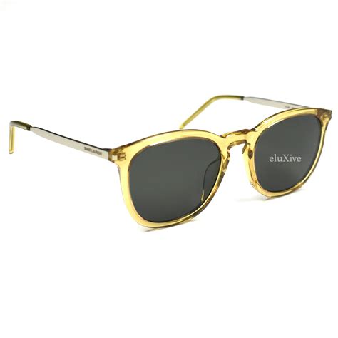 Saint Laurent Sl360 Transparent Yellow Rectangular Sunglasses Eluxive